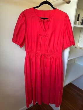 Women’s Bright Pink Tie-Front Midi Dress
